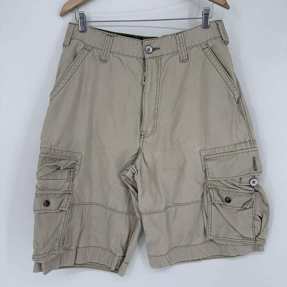 Y2K Levis Mens Baggy Squad Cargo Shorts Loose Vintage Khaki Tan Size 34 Utility